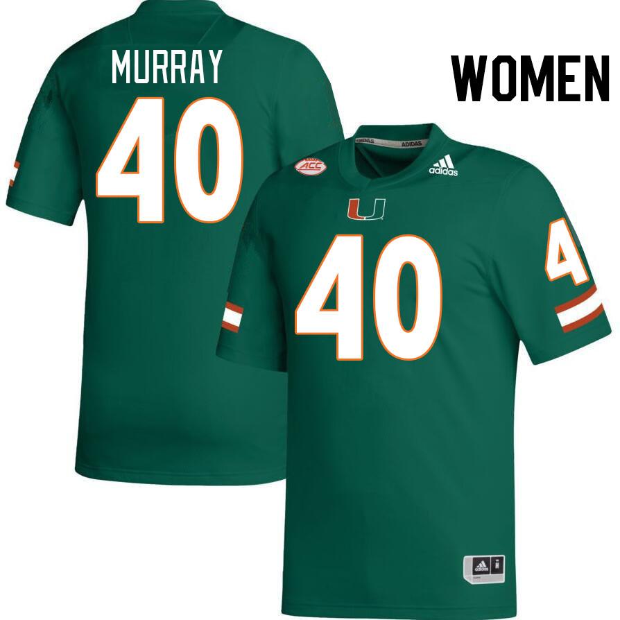 Women #40 Abram Murray Miami Hurricanes College Football Jerseys Stitched-Green